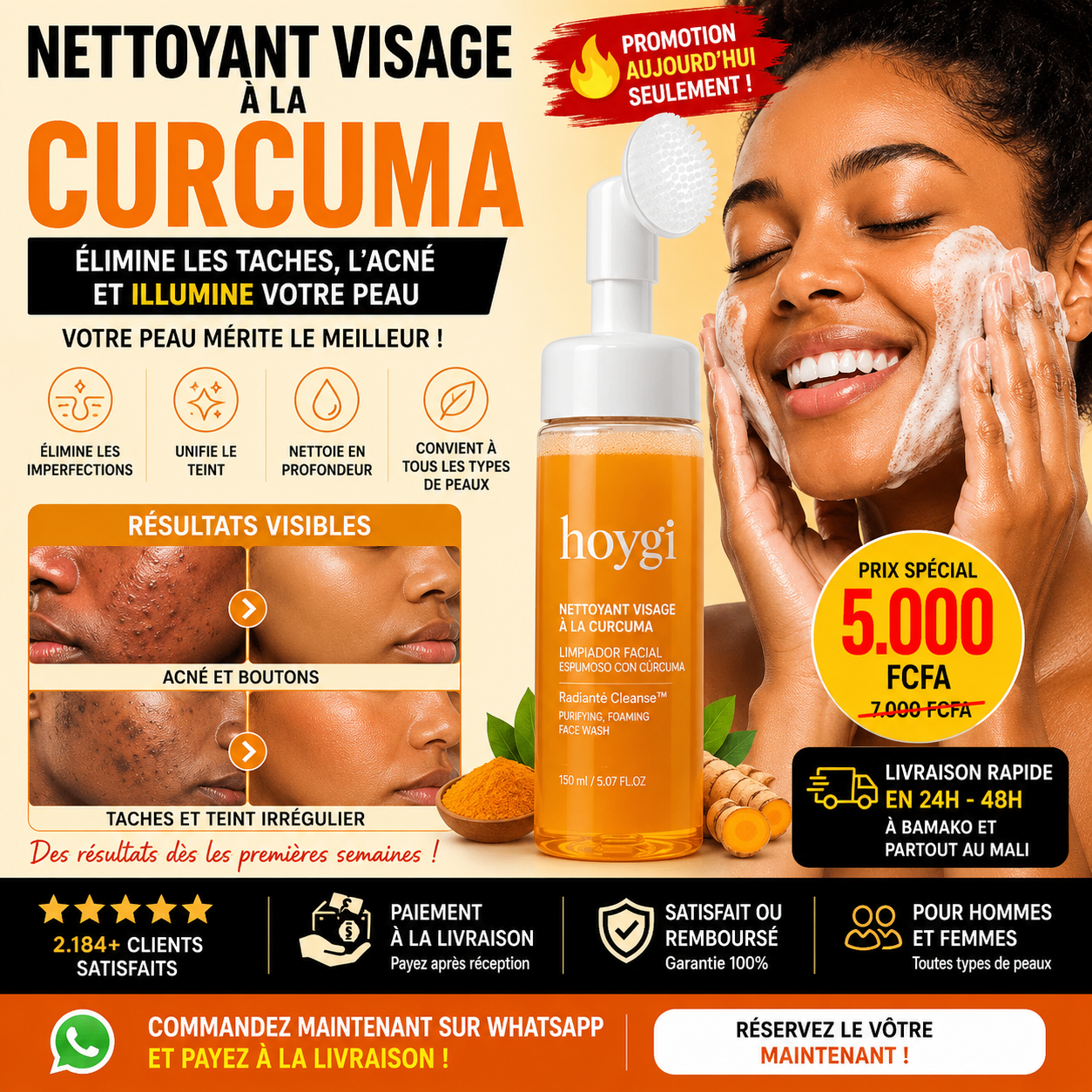 Nettoyant au Curcuma™️ Peau Claire Lumineuse